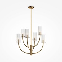 Dekorativní - M MOD223PL-06BS Závěsné svítidlo Arco 6xG9 max 240W mosaz průhledné sklo kov designové - MAYTONI