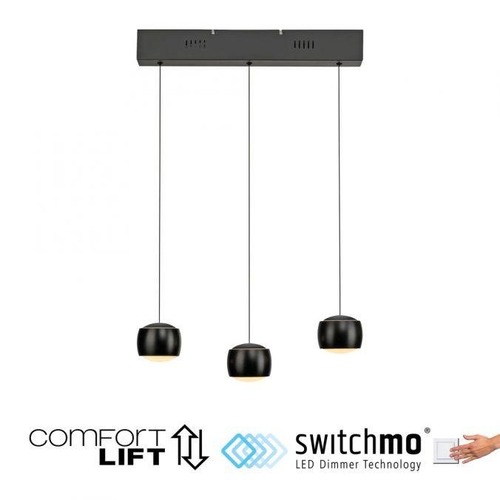 Vícečetná - LD 15261-18 LED závěsné svítidlo černé 3 ramenné nastavitelná výška do jídelny krokově stmívatelné 3000K - JUST LIGHT - foto 1