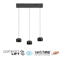 Vícečetná - LD 15261-18 LED závěsné svítidlo černé 3 ramenné nastavitelná výška do jídelny krokově stmívatelné 3000K - JUST LIGHT