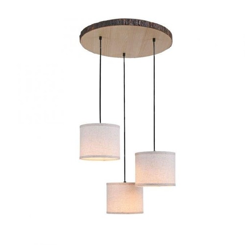 Vícečetná - LD 11236-79 BARK LED stropní svítidlo, 3-ramenné, dřevo, látkové stínidlo, 3xE27 - LEUCHTEN DIREKT / JUST LIGHT - foto 1