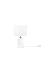 Stolní lampy dekorační - FAN I-LONDON-L-BCO Lume London bílé sklo + textilní stínidlo, 1 x E14, konstrukce pr. 18 x 30,1 cm, stínidlo pr. 18 x 15 cm - FANEUROPE