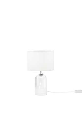 Stolní lampy dekorační - FAN I-LONDON-L-BCO Lume London bílé sklo + textilní stínidlo, 1 x E14, konstrukce pr. 18 x 30,1 cm, stínidlo pr. 18 x 15 cm - FANEUROPE - foto 1