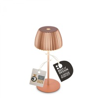 Stolní lampy dekorační - BRILO 7552013 Nabíjecí stolní lampa Riffle Mini - 20 cm, 1,5W, 150lm, bezdrátová, LED, stmívatelné, dotykový vypínač, měď - BRILO