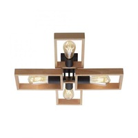 Hranatá - LD 15656-18 FRANKY LED stropní svítidlo, černá, dřevěný rám, kov, 4 ramenné - LEUCHTEN DIREKT / JUST LIGHT