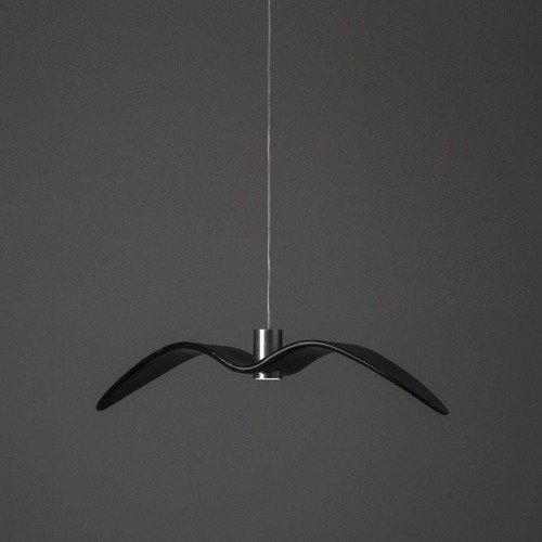 Dekorativní - BRO PC00963_002 Night Birds, závěsné svítidlo, Barva skla: šedá kouřová - masiv, montury: hliník, baldachýn: hliník,  transparentní kabel- BROKIS A - foto 1