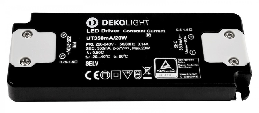 Stabilizovaný proud - IMPR 862224 Deko-Light LED-napájení FLAT, CC, UT350mA/20W konstantní proud 350 mA IP20 2-57V DC 0,70-20,00 W - foto 1