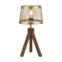 Stolní lampy dekorační - LD 11423-60 FREDERIK Stolní lampa, matná mosaz, 1xE27, šňůrový vypínač, dřevo - LEUCHTEN DIREKT / JUST LIGHT