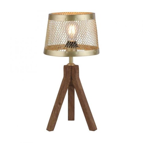 Stolní lampy dekorační - LD 11423-60 FREDERIK Stolní lampa, matná mosaz, 1xE27, šňůrový vypínač, dřevo - LEUCHTEN DIREKT / JUST LIGHT - foto 1