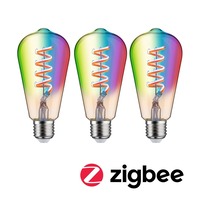 E27 - P 29164 Filament 230V Smart Home Zigbee 3.0 LED žárovka ST64 E27 3x6,3W RGBW+ stmívatelné zlatá - PAULMANN