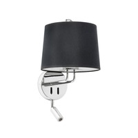 Dekorativní - FARO 24033-03 MONTREAL nástěnná lampa, chrom/černá, se čtecí lampičkou - FARO