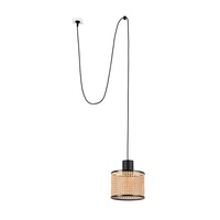 Válec - FARO 68604-47 MAMBO 210 závěsné svítidlo, černá/ratan, pr.210 se zástrčkou - FARO