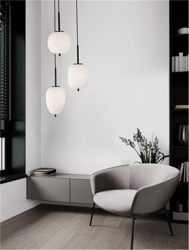 Vícečetná - NV 9624078 Závěsné svítidlo LATO černý kov a opálové sklo E14 3x5W 230V IP20 bez žárovky - NOVA LUCE - foto 1