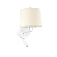 Dekorativní - FARO 24032-02 MONTREAL nástěnná lampa, bílá/béžová, se čtecí lampičkou - FARO