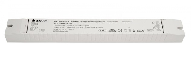 Stabilizované napětí - IMPR 862263 Deko-Light napájení (CV, DC) stmívatelné, BASIC, DIM, CV, LCP240AD-1H24V, DALI 2.0 konstantní napětí 0-10000 mA IP20 24V DC 240W