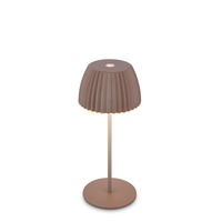 Stolní lampy dekorační - BRILO 7552010 Nabíjecí stolní lampa Riffle Mini - 20 cm, 1,5W, 150lm, LED, stmívatelné, dotykový vypínač, hnědé - BRILO