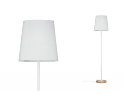 Stojací lampy - P 79634 Stojací lampa Neordic Stellan látkové stínidlo bílá / dřevo - PAULMANN