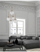 Vícečetná - NV 9260212 Závěsné svítidlo MIRANO čiré strukturované sklo a broušená zlatá ocel G9 5x5W 230VIP20 bez žárovky - NOVA LUCE