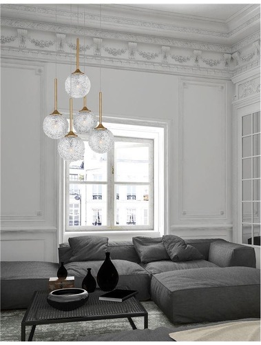 Vícečetná - NV 9260212 Závěsné svítidlo MIRANO čiré strukturované sklo a broušená zlatá ocel G9 5x5W 230VIP20 bez žárovky - NOVA LUCE - foto 1