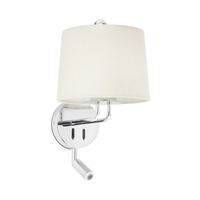 Dekorativní - FARO 24033-02 MONTREAL nástěnná lampa, chrom/béžová, se čtecí lampičkou - FARO