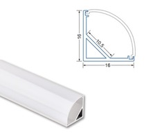 Al profily rohové - ML-761.041.74.2 Rohový hliníkový profil RS2 16x16mm včetně mléčného difuzoru 2m - McLED