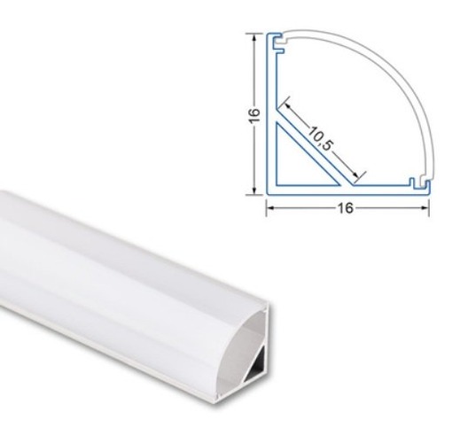 Al profily rohové - ML-761.041.74.2 AKCE - Rohový hliníkový profil RS2 16x16mm včetně mléčného difuzoru 2m - McLED - foto 1