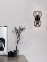 Dekorativní - NV 9241120 Nástěnné svítidlo PALMER kouřové sklo černá kovová základna E14 2x5W 230V IP20 bez žárovky - NOVA LUCE