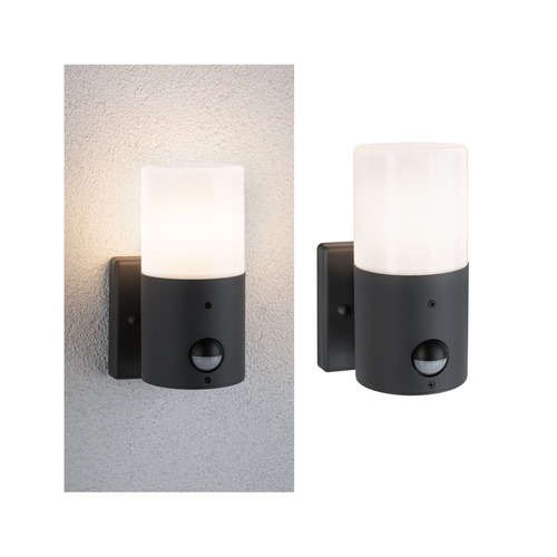 Nástěnná - P 94648 Venkovní nástěnné svítidlo Tubs pohybové čidlo IP44 kruhové 105x130mm max. 15W 230V šedá mat kov/umělá hmota - PAULMANN - foto 1