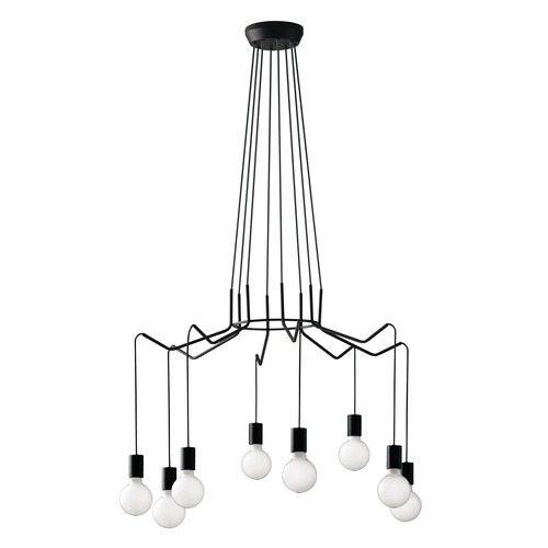 Dekorativní - FAN I-HABITAT-S8 NER Závěsné svítidlo Habitat, černé, 8 x E27, 85 x 120 cm - FANEUROPE - foto 1