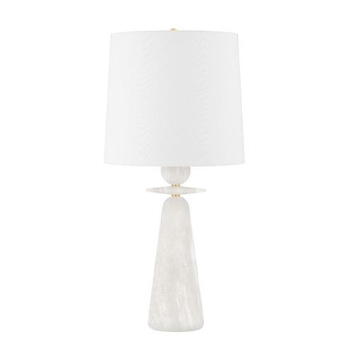 Stolní lampy dekorační - HVLG L1595-AGB-CE Stolní lampa MONTGOMERY mosaz/textil staromosaz/bílá E27 1x75W - HUDSON VALLEY - foto 1