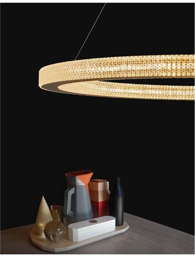 Kruhová - NV 9285810 Závěsné svítidlo FIORE antický zlatý mosazný hliník a akryl LED 80W 230V 3000K IP20 stmívatelné - NOVA LUCE - foto 1