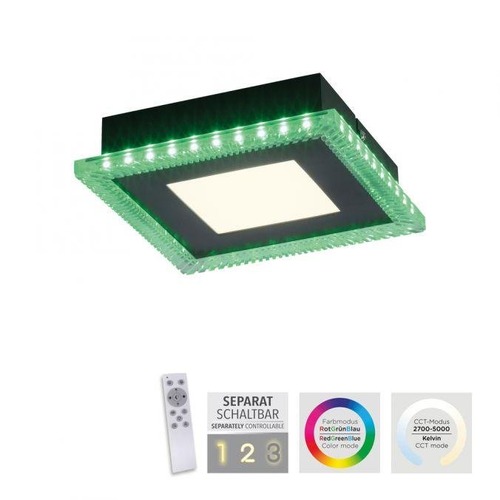 Hranatá - LD 14510-18 ACRI LED stropní svítidlo černé RGB, CCT stmívatelné s dálkovým ovládáním RGB+2700-5000K - LEUCHTEN DIREKT / JUST LIGHT - foto 1