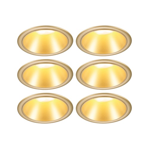 Koupelnová - P 98201 LED vestavné svítidlo 3-krokové-stmívatelné Cole Coin 6ks sada IP44 kruhové 88mm Coin 6x6W 230V stmívatelné 2700K zlatá mat - PAULMANN - foto 1