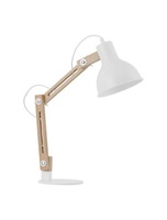 Stolní lampy pracovní - NV 9620129 Stolní lampa GROU matný bílý kov a dřevo E27 1x12W 230V IP20 vypínač na těle bez žárovky - NOVA LUCE