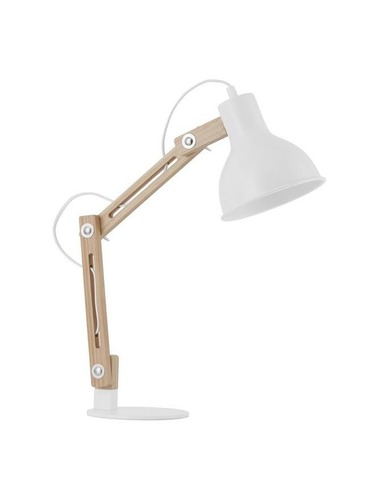 Stolní lampy pracovní - NV 9620129 Stolní lampa GROU matný bílý kov a dřevo E27 1x12W 230V IP20 vypínač na těle bez žárovky - NOVA LUCE - foto 1