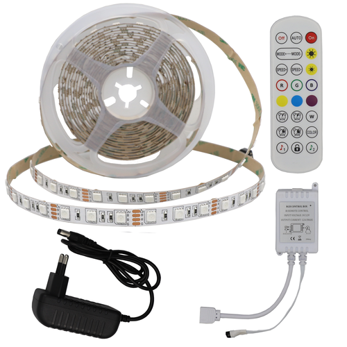 Sady LED pásků - Adaptér pásku LED + IR ovladač + dálkové RGB 60LED - foto 1