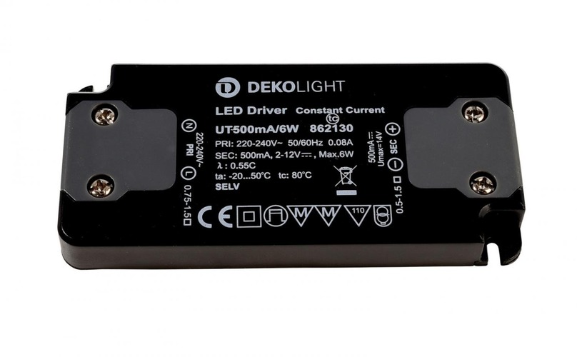 Stabilizovaný proud - IMPR 862130 Deko-Light napájení FLAT trafo 500mA 6W konstantní proud 500 mA IP20 2-12V DC 6W - foto 1