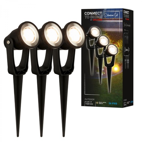 Connect To Shine - BRI 3919035 CONNECT TO SHINE prodlužovací sada Lilis sada 3ks LED zahradních bodových svítidel, IP65 - BRILONER - foto 1