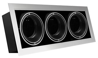 Hranatá - CEN CF3P-AR111 SVÍTIDLO zapuštěné pro AR111 LED CITY výklopné 30d otočné 350d stříbrno šedé 3pozice IP20 - CENTURY