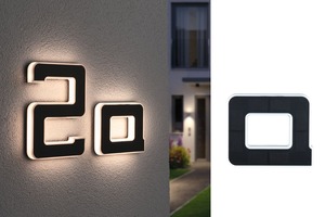 Nástěnná - P 94650 Solární LED domovní číslo a svítidlo písmeno A vč. vyměnitelné nabíjecí baterie IP44 3000K černá - PAULMANN