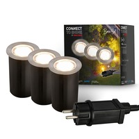 Connect To Shine - BRI 3916032 CONNECT TO SHINE startovací sada 12V zahradní osvětlení - trafo, 3x LED svítidlo do země, IP67, stříbrná - BRILONER