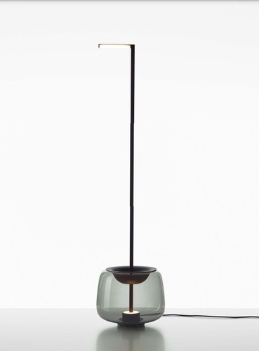 Stojací lampy - BRO PC01297_003 Stojací lampa DOUBLE FLOOR hnědá kouřová lesklá / černý matovaný komaxit se strukturou / textilní černý kabel - BROKIS - foto 1