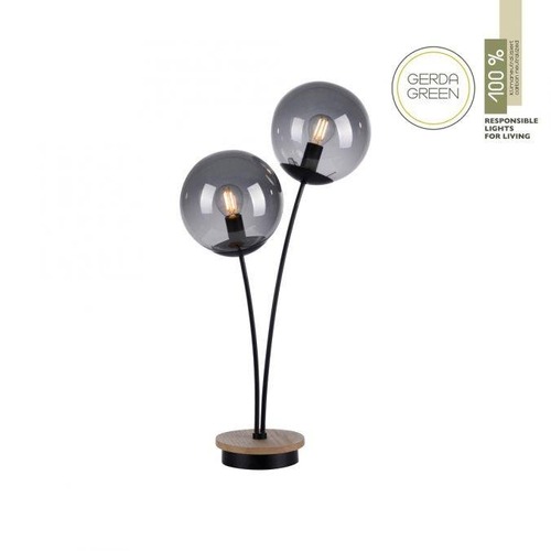 Stolní lampy dekorační - LD 11390-79 GREEN WIDO LED stolní lampa dřevo kouřová barva šňůrový vypínač IP20 do interiéru - LEUCHTEN DIREKT / JUST LIGHT - foto 1