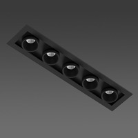Hranatá - BPM 410012.05.RF.BK-BK.40.ST.9.27.DA Zápustné svítidlo OKKO MODULAR 214x48 černé s rámečkem 5x1,4W CRI90 2700K DALI - BPM