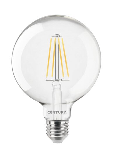E27 - CEN ING95-082740 LED FILAMENT GLOBE 95mm ČIRÁ 8W E27 4000K 1055Lm 360d 95x140mm IP20  - CENTURY - foto 1