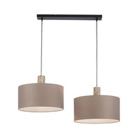 Vícečetná - LD 15113-80 LINEN Závěsné svítidlo, tkanina, len přírodní, E27, dřevo, 2-ramenné - LEUCHTEN DIREKT / JUST LIGHT