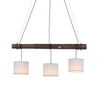 Vícečetná - LD 11238-79 BARK LED závěsné svítidlo, 3-ramenné, dřevo, 3xE27, látkové stínidlo - LEUCHTEN DIREKT / JUST LIGHT