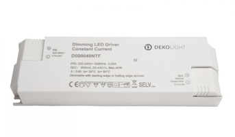 Stabilizovaný proud - IMPR 862264 Deko-Light napájení (CC, DC) stmívatelné, BASIC, DIM, CC, D090040NTF/40W, konstantní proud 900 mA IP20 22-44 V/DC 19,8-40W
