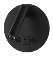 LED nástěnné svítidla - LED nástěnné svítidlo 8W s přepínačem ON/OFF + USB černá