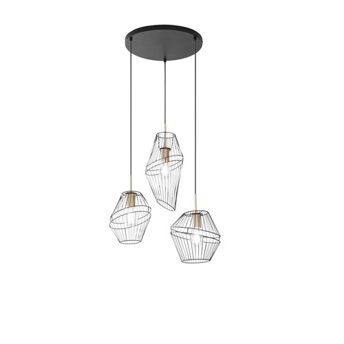 Dekorativní - FAN I-KIKO-S3 Závěsné svítidlo Kiko, černá/zlatá, 3 x E27, 42 x 150 cm - FANEUROPE - foto 1