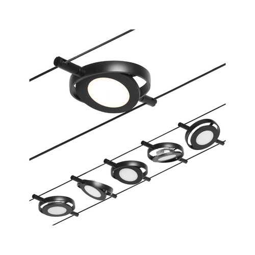 Sady - P 94418 LED lankový systém RoaMac základní sada 5x4,5W 3000K 230/12V černá mat/chrom - PAULMANN - foto 1